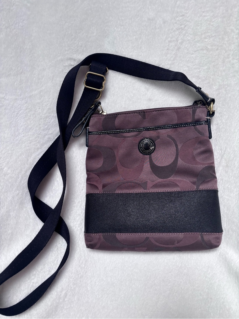 Coach Brown and Black Signature Crossbody Bag